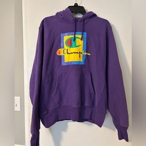 Champion, Purple Hoodie, Retro Inspired, Size Large